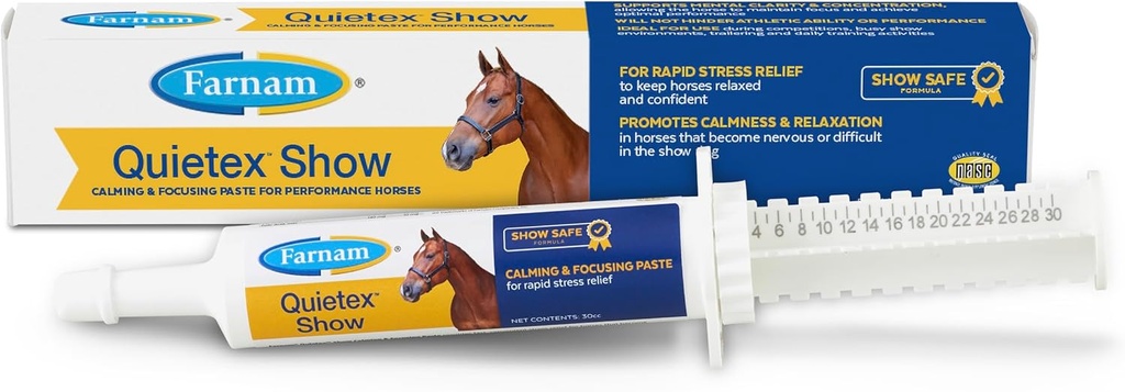 Farnam Quietex Show Calming & Focusing Tempel, Helling Keep Horse Calm & Relax That Being Nervous in The Show Ring 30 cc