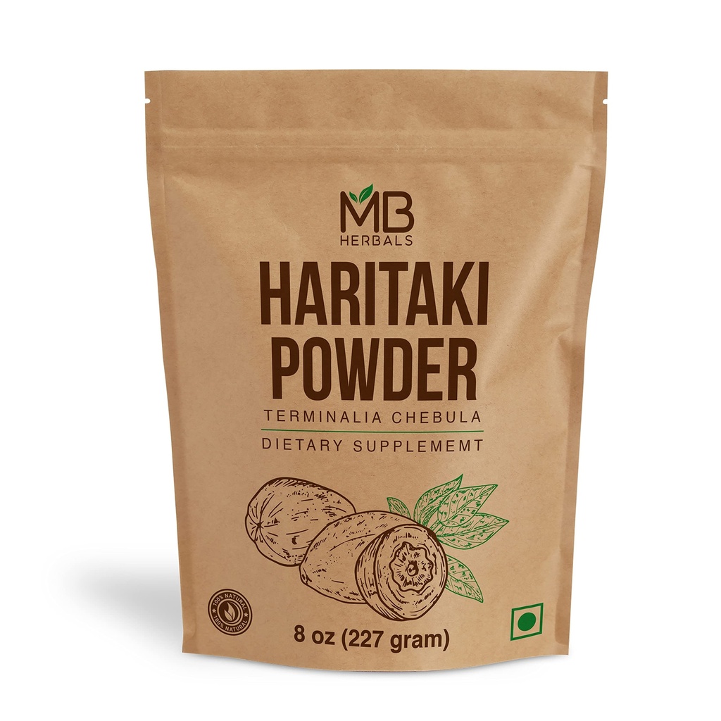 MB Herbals Haritaki powder 8 oz / 227 Gram / 0.5 lb 124; Inknut powder 124; Terminalia chebula Harde Myrobalan 124; Gluten Free Alag4; No Preservstives