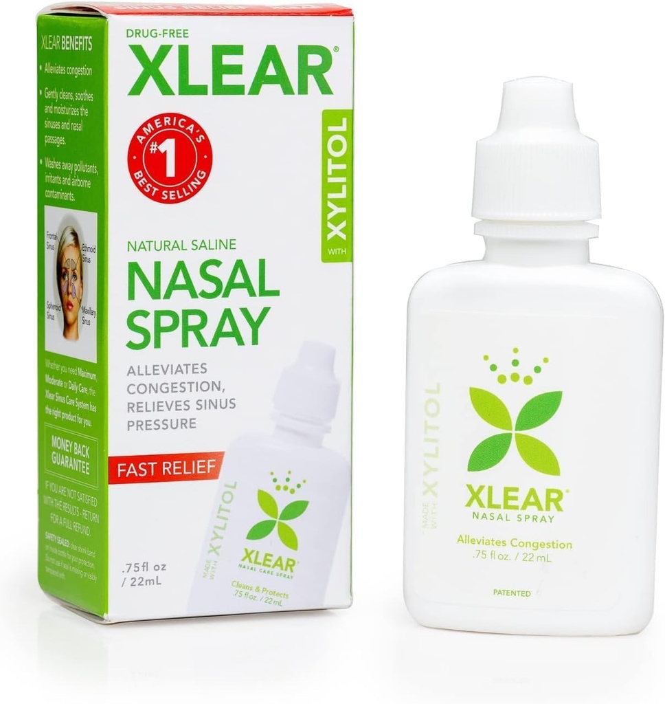 Xlear Nasal Saline Spray dengan Xylitol, Nose Moisturizer untuk Anak-anak dan Dewasa, 0.75 fl oz (Paket 1)
