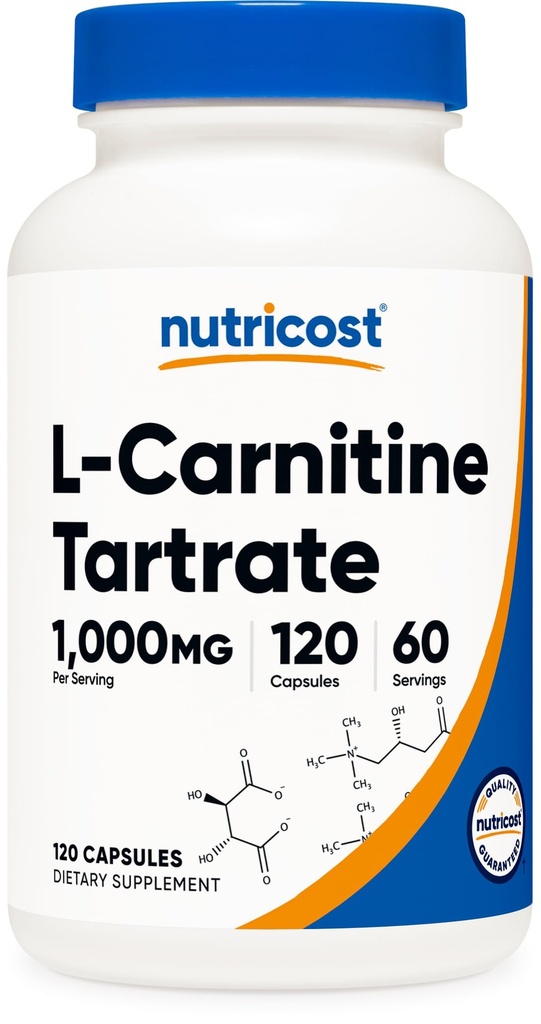 Nutricost L- Carnitine Tartrat 1000mg, 120 Capsules - 500mg Per Capsule (60 Pelayan)