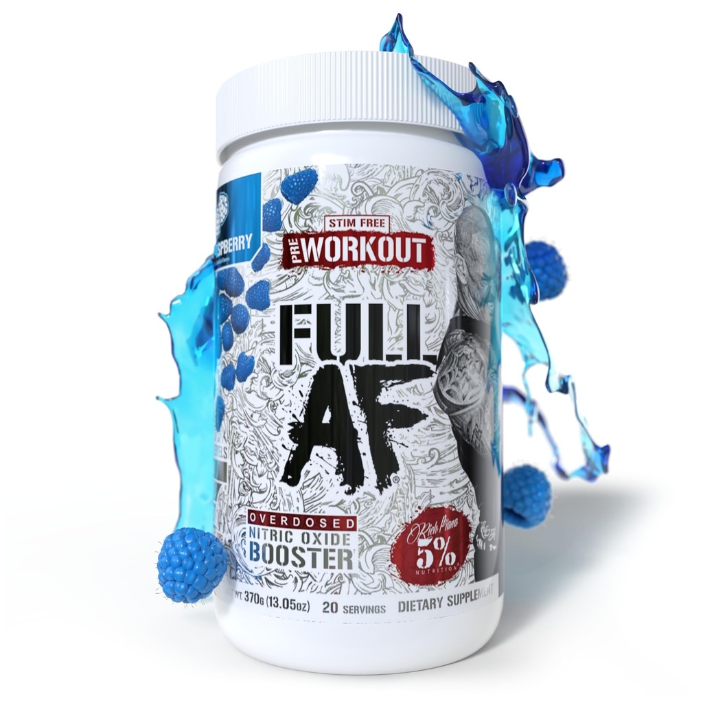 5% Nutrition Fullas Pre-Workout 124; Stim- Free with Massive Pumps 14; L-Citrulline, L-Taurine, Nitrosigin, GlycerSize 124; 13.05 oz (Blue Raspberry)