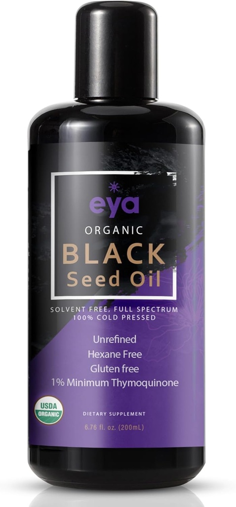 Eya Vitamin, minyak Benih Hitam Mesir Organik (Nigella sativa), Cold- Menekan, membantu mendukung Sehat Gut untuk Digetical & Imune System, Vegan (200ml)