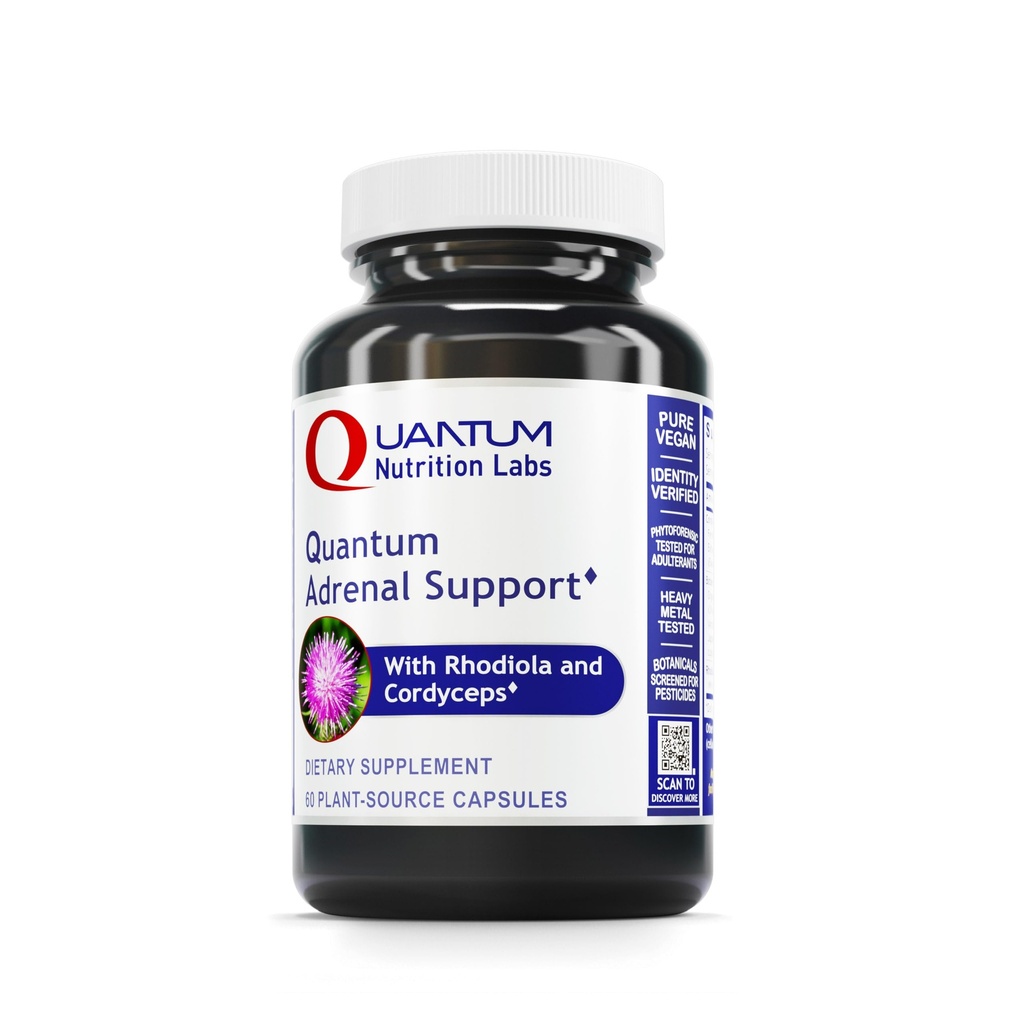 Suplemen Dukungan Kesehatan Adrenal, Quantum Nutrition Labs Quantum Adrenal, Dukungan untuk Keselarasan dan Kesetaraan Protes, Adrenal Gland Vitamin, Rhodiola Rosea, Organik - 60 Vegan Kapsul