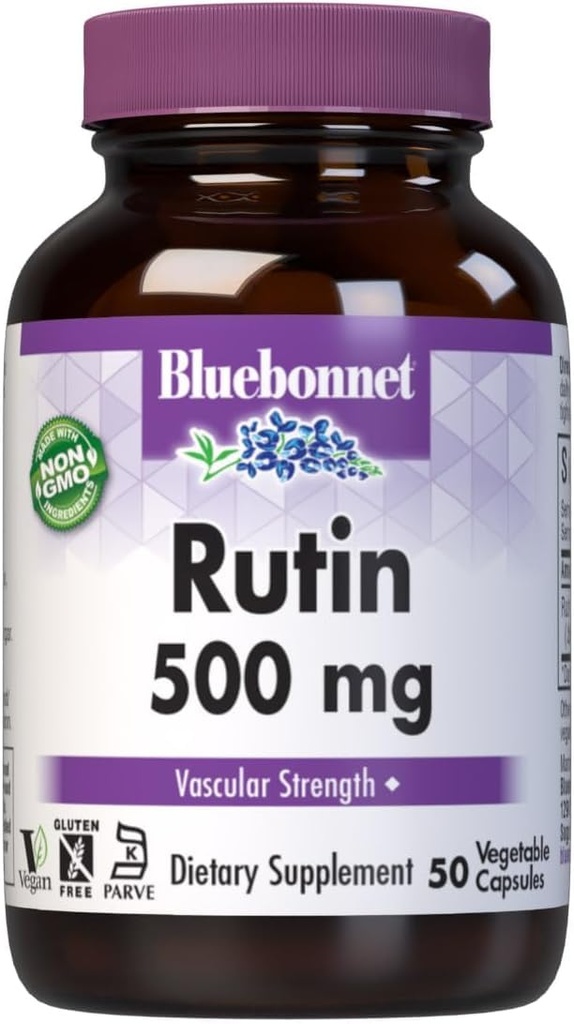 Bluebonnet Nutrection Rutin 500mg (Sophora Japan) Antioxidant Bioflavonoid untuk Vascular Support * Vegan, Gluten- Free, Soy- Free - Plant-Based Rutin Supplemen - 50 Vegetable Capsules