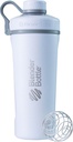 BlenderBottle Radian Shaker Cup Insulated Stainless Steel Water Bottle with Wire Whilk, 26- Ounce, Matte White