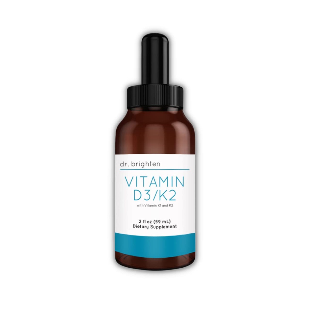Dr Brighten Vitamin D3 / K2 - Sangat berpusat Cair D3 K2 Drops - Dietary Suplemen untuk Kuat Sistem Imune dan Kesehatan Tulang, 2 Fl Oz