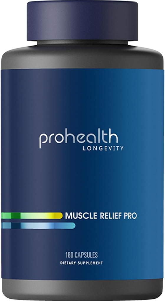 ProHealth Joint & Muscle Relief Pro - Glucosamine Chondroitin, Turmeric, Magnesium, MSM, Malic Acid, Boswellia. Suplemen untuk Membantu Turunkan Otot & Gabungan Ketidaknyamanan & Tidur Lebih Baik (30 Pelayan)