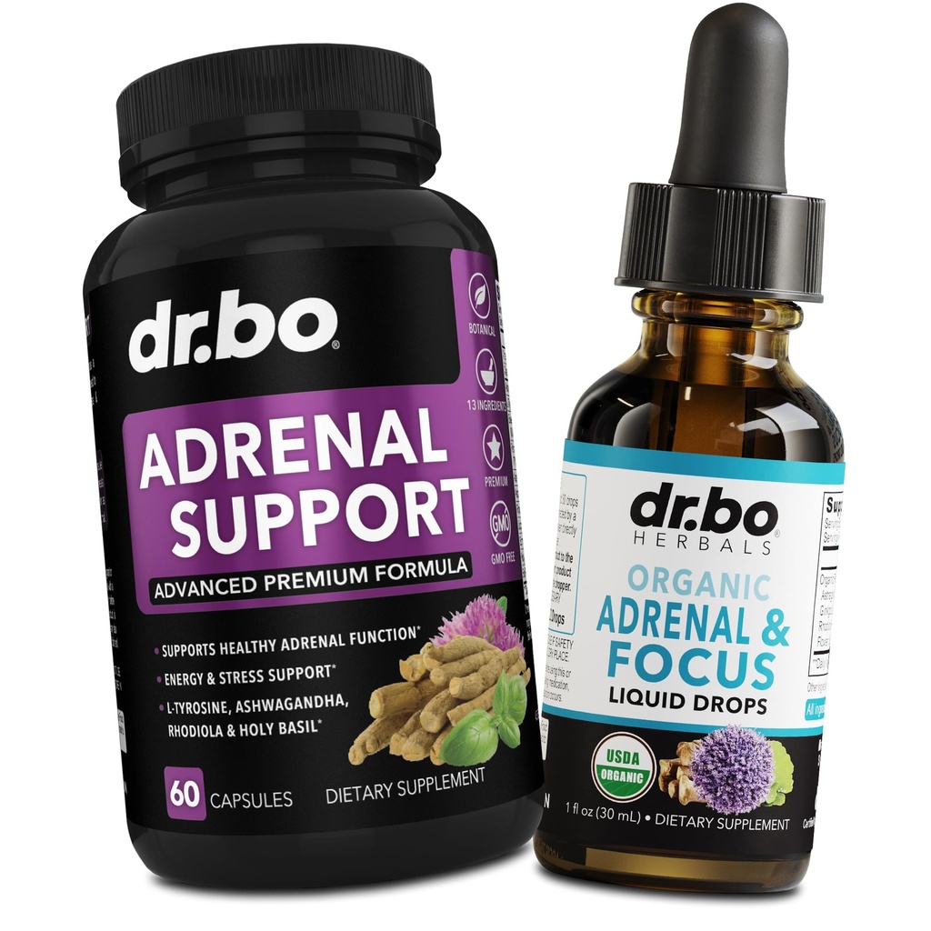 Dukungan Adrenal Manajer Cortisol Suplemen Ketahanan Adrenal Capsules Limid Organik Drops Focus Women - Natural Adaptogen Ashwagandha Holy Basil L Tyrosine Complex Health