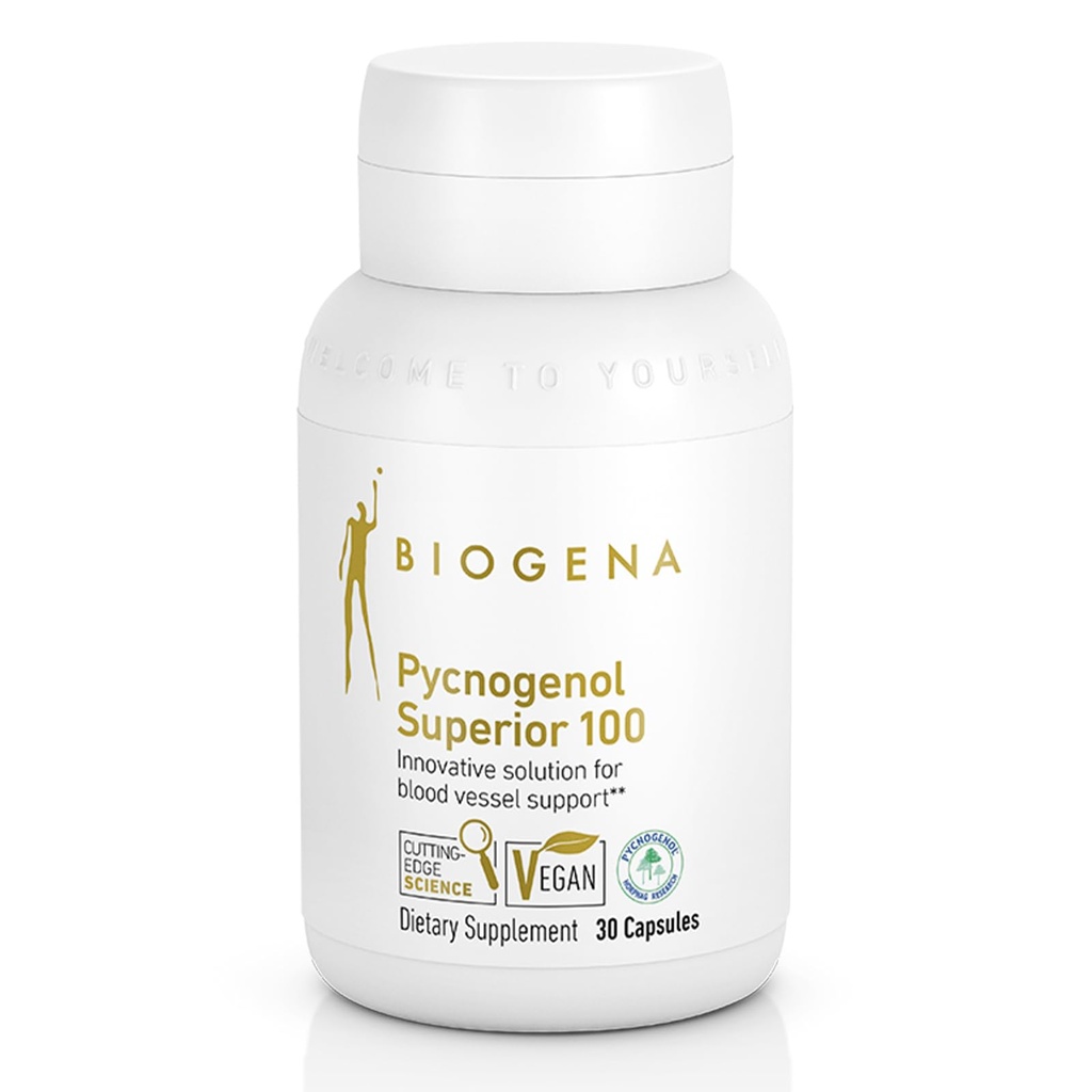 Biogena Pycnogenol 100 mg Gold dengan Premium Patenting French Maritime Park Extract (Pinus Pinaster) untuk Mendukung Sirkuit Darah