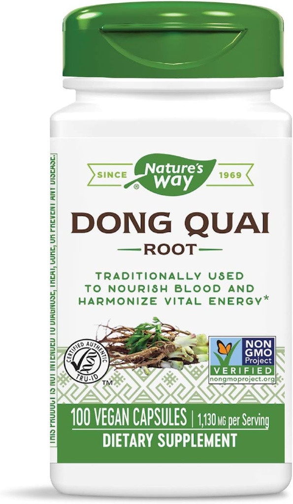 Nature 's Way Dong Quai Root, 565mg, 100 Capsules (Paket 2)