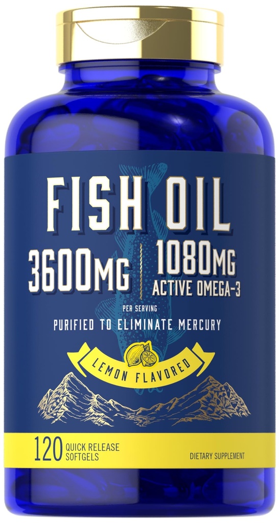 Carlyle Fish Oil 3600mg 124; 1080mg Omega 3 14; 120 Count 124; Non- GMO dan Gluten Free Suplemen