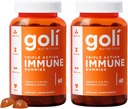 Goli Immune Vitamin Gummy - 120 Count - Elderberry, Vitamin C, D & Zinc, Vegan, Non-GMO, Gluten- Free & Gelatin-Free, Pack of 2