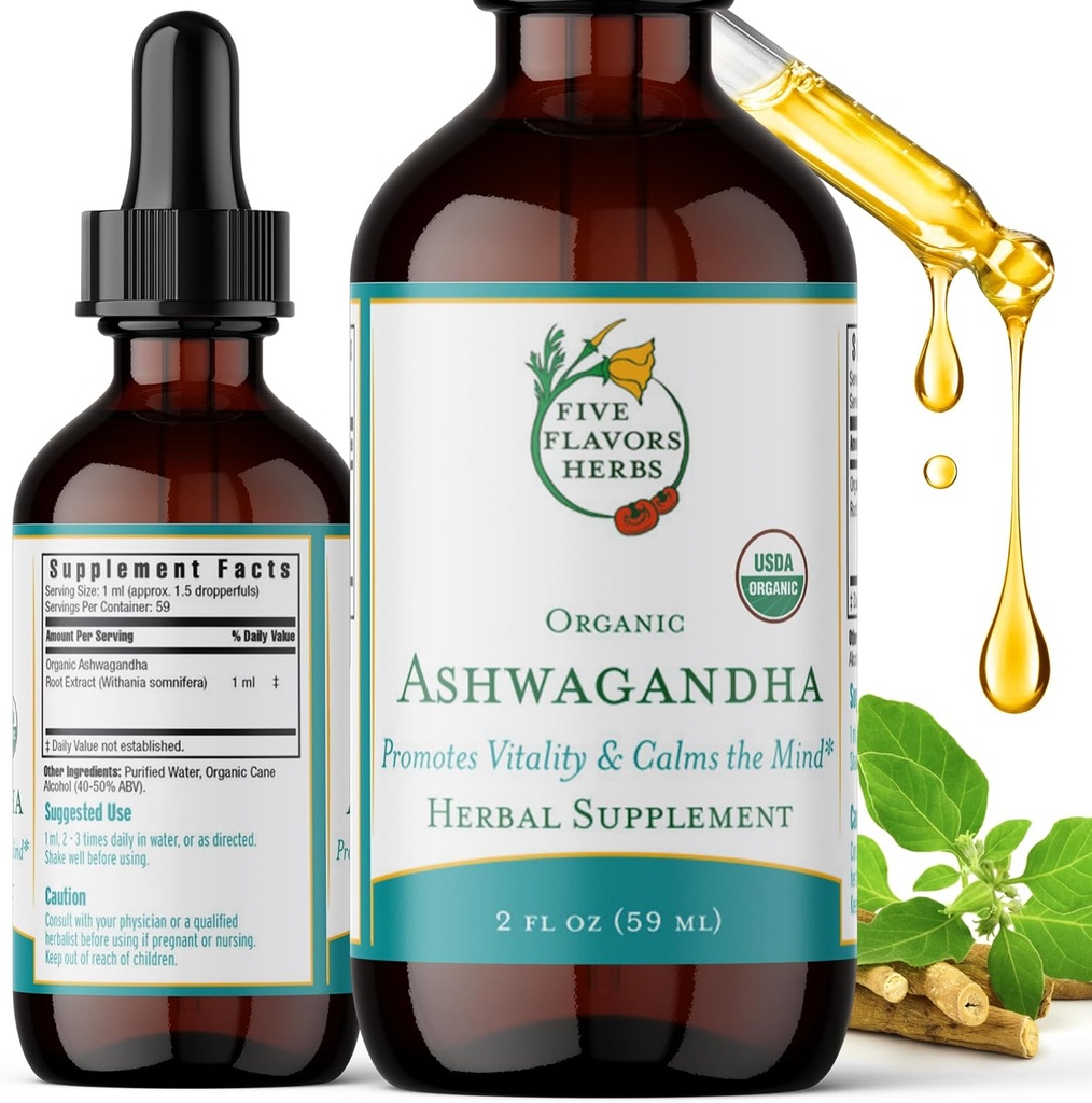 Ashwagandha Tincture - Promotes Vitalitas, Calms The Mind, Immune Dukungan, Adaptogen, Lemon Balm, Herbal Suplemen - 2 Fl Oz