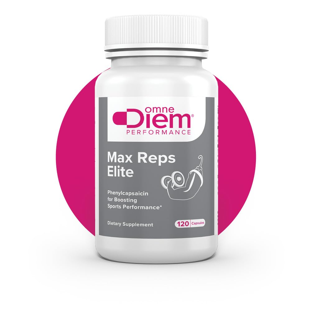 Omne Diem Max Reps Elite Capsules - Phenylcapsaicin Sports Performance Dietary Suplement - Support Maximum Workout dan Recovery & Reduces Fatigue - for Men & Women