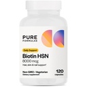 PureFormula Biotin 8000 mcg Hair Skin Nails Biotin Suplemen Biotina, Biotin Growth Vitamin B7 Tambahan Perempuan & Pria 120 Capsules