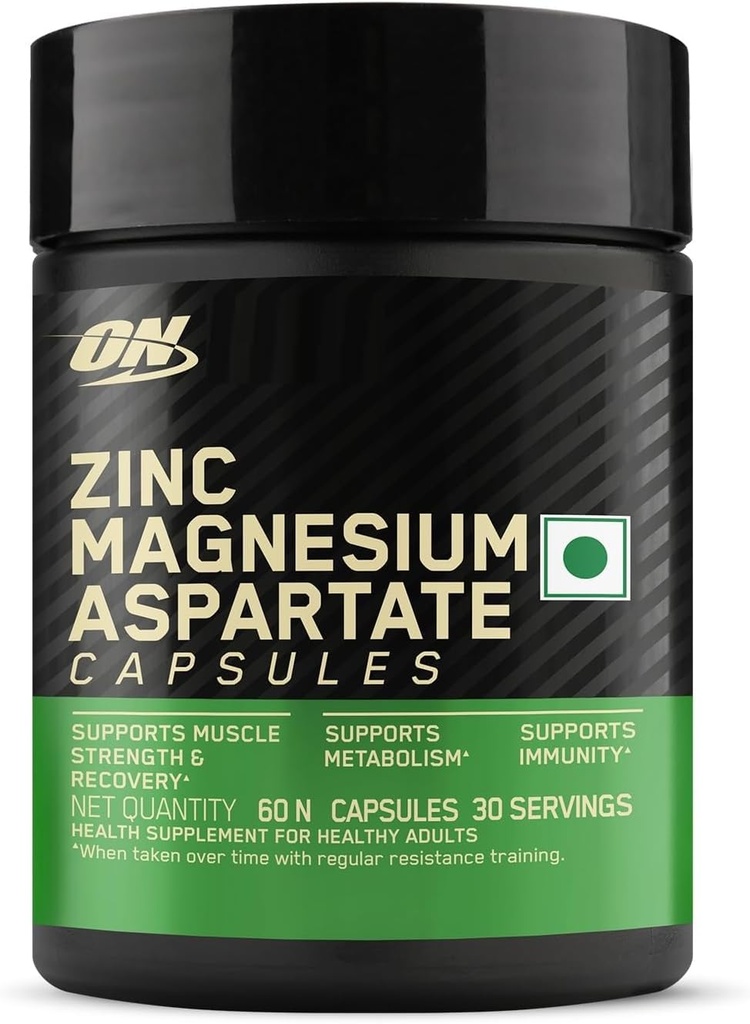 O.N Zinc Magnesium Aspartate (ZMA) - 60 Capsules, Muscle Strength, Metabolisme, kekebalan, Vegetarian