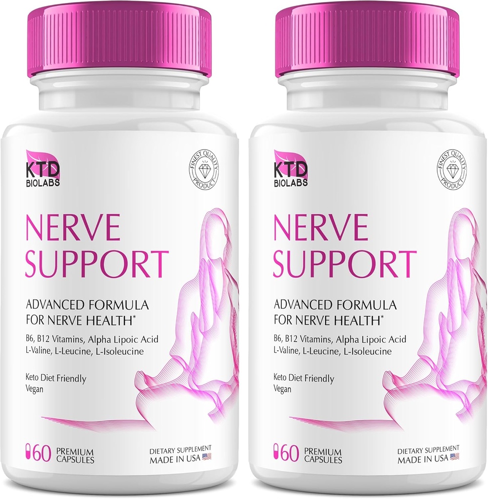 Paket 2 Nerve Savior untuk Neuropathy 828mg, Advanced Nerve Suplemen Dukungan, Renee for Heally Feet, Best Regen with Alpha Lipoic Acid, Vitamin D, B6, B1260 Capsules