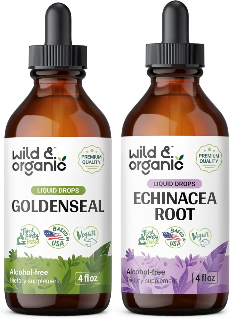 Wild & Organic Goldenseal Ticture 4 fl oz & Echinacea Tincture 4 fl oz