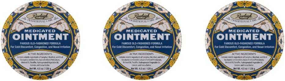 Rawleigh Medicated Oastered: 4.5 oz Blue Tin, Topical Chest Gosok untuk Cold, Nasal Contraffic, Minor Aches dan Pain, dengan Camphor, Menecalyptus, Non-Greasy Formula-3