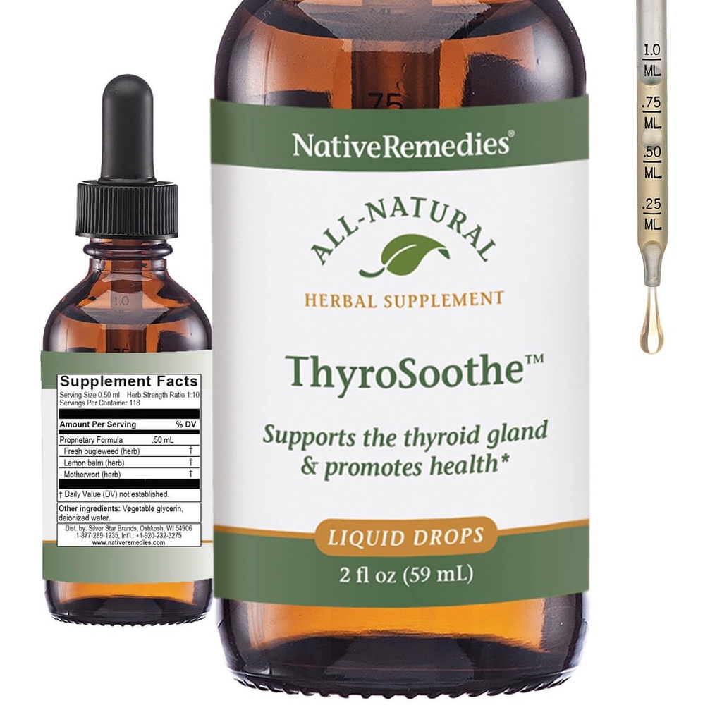 Remedies ThyroSoothe - All Natural Herbal Supplement Soothes The Thyroid Gland - Supports Systemic Balance in The Endokrine Sydocrine System and Thyroid Gland - 59 mL