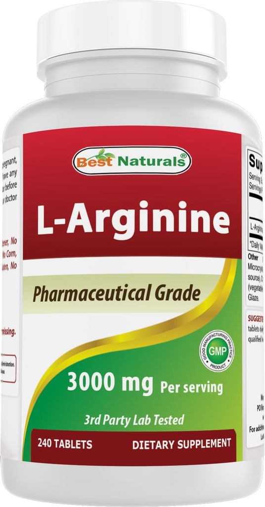 Terbaik L-Arginine 3000mg Per Serving - 240 Tablet - Farmasi Tingkat - Non-GMO & Gluten Bebas - Dibuat di AS