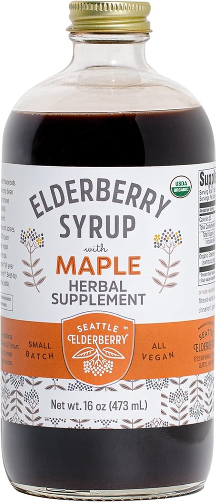 Syrup dengan Maple Syrup - Delicious, Vegan, Gluten- Free Herbal Suplemen Bebas dengan Benefits Venimune Terbuat dari Hanya Organik Ingrediers di Small Batches di Amerika Serikat - 16oz
