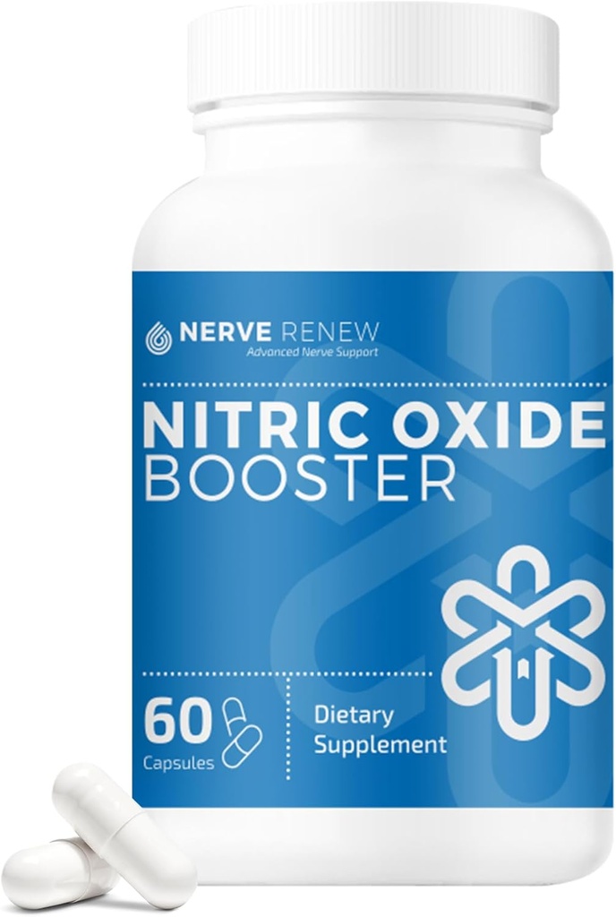 Nerve Renew Nitric Oxide Booster - Nitric Oxide Suplement with L Arginine Hydrochloride untuk Penginapan Nerve Lengkap - 60 Kapsul