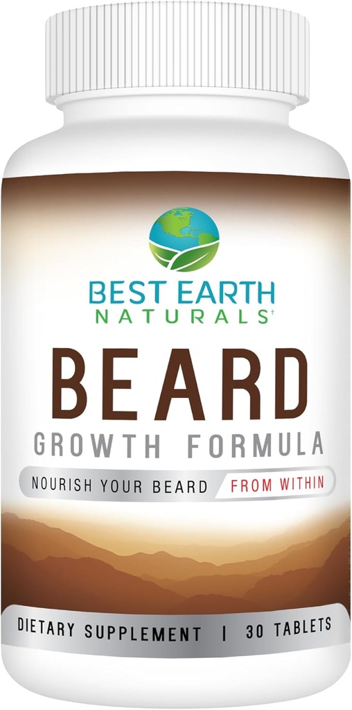 The Best Earth Bearals Growth Formula untuk Men Vitamin, Nutrients, Biotin, Saw Palmetto, dan PABA untuk Pertumbuhan Rambut 30 Count