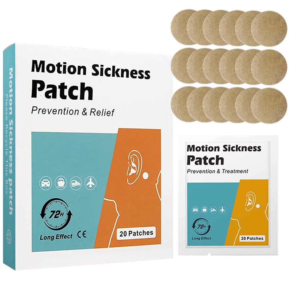 20 Count Motion Sickness Patches - Fast Acting Relieves Dizzy dari Saveckness dan carsickness, Suit for Car and Boat Rides, Cruise and Airplane Travel Patches