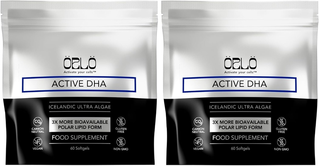 Orlo DHA - Vegan DHA Suplemen (EPA & DHA) - Omega 3 Fish Oil & Krill Alternatif - Plant - berbasis Omega- 3 Alga - Otak & Heart Dukungan (120 Mini Burpless Softgels)