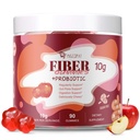 Gummies Fiber dengan Progories, 10G Fiber per Serving No Sugar Added Apple Flavor, dengan 10 Milyar CFU Progration Blend, Apple Cider Vinegar, Vitamin C, Inulin, Bloating Support 90 Count