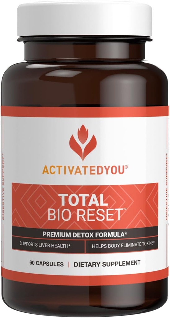 ACTIVATEDYOU Total Bio Reset- Detox Formula untuk Cleanla & Flushing Digetical System untuk Radiant Skin & Substained Energy w / Chlorella, Kiwi Fruit, dan Dandelion Root (60 Capsules)