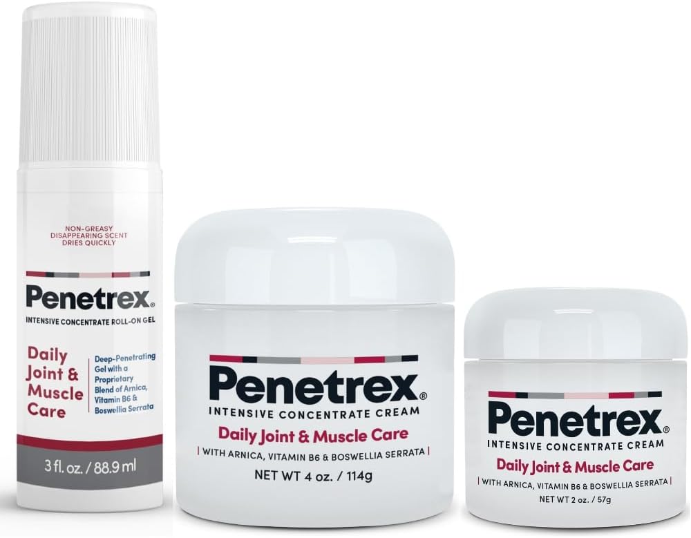 Penetrex Gabungan dan Terapi Otot Trio - Pecandu Sothing untuk Kembali, Neck, Hands, Feet - Premium Whole Body, Gosok dengan Arnica, Vitamin B6 MSYM & Boswellia - 2oz, 3oz, 4oz