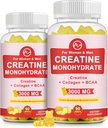(2 Pack) Creatine Monohydrate Gummy, Sugar Free Chewable Creaktine Suplemen untuk Pria & Women, Creatine Gummy Gains untuk Pembangunan Muscle, Energi, Pra Workout, Pineapple Flavored