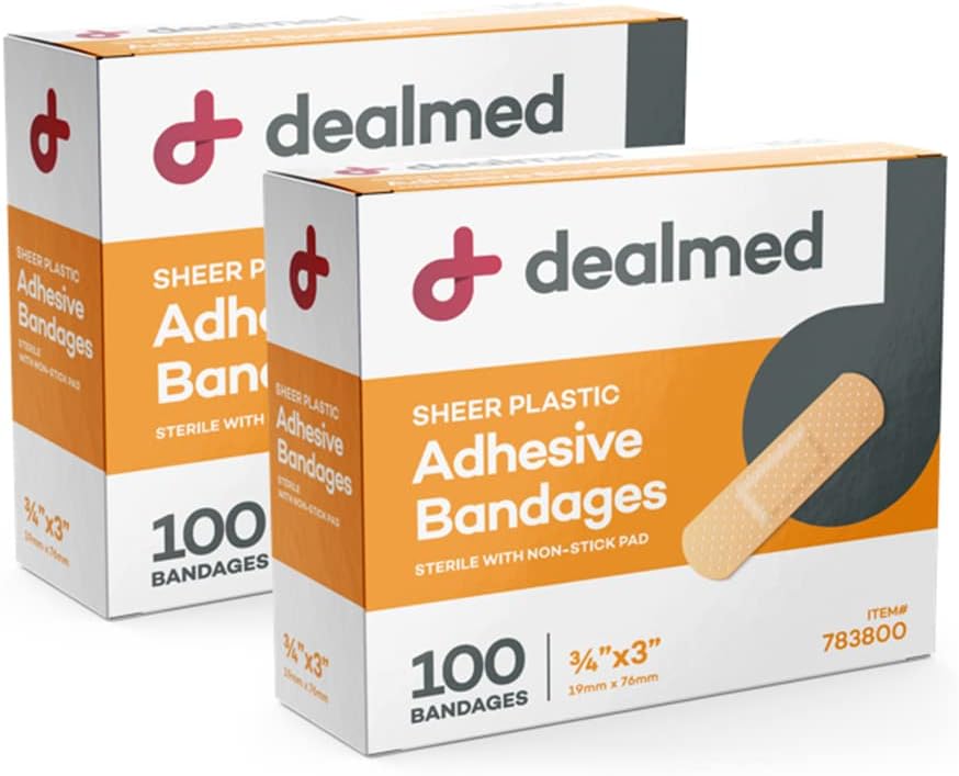 Diketahui Sheer Plastic Adhesive Bandages - 100 Count (2 Pack) Perban dengan Non-Stick Pad, Latex Free, Wound Care for First Aid Kit, 3 "x 3 / 4"