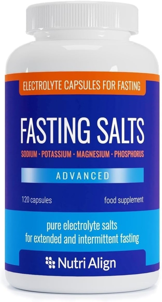 Nutry-Align Fasting Salts Fasting Electrolytes Advanced, 120 Capsules 124; Pure Electroltes for Fasting - Intermittent & Extent Fasting Atter4; Sodium Potysium Magnesium Electrolytes 124; Sugar & Filler Free