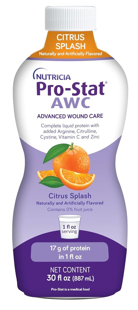 Pro-Stat Advanced Wound Care (AWC), konsentrasi makanan medik cair - Citrus Splash Punch Flavor, 30 botol Fl Oz
