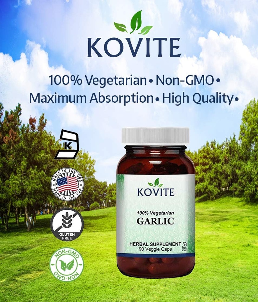 Bawang putih 500 mg 100% Vegetarian - 90 Vegetable Capsules