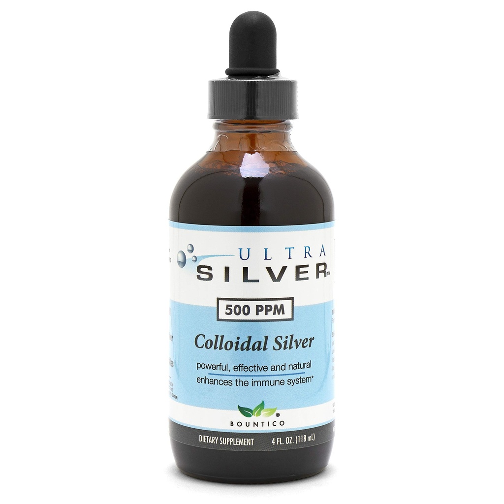 Ultra Silver £Colloidal Silver £124; 500 PPM, 4 Oz (118mL) £124; Mineral Liquid Supplement = Supplemen True Colloidal Perak - dengan Dropper