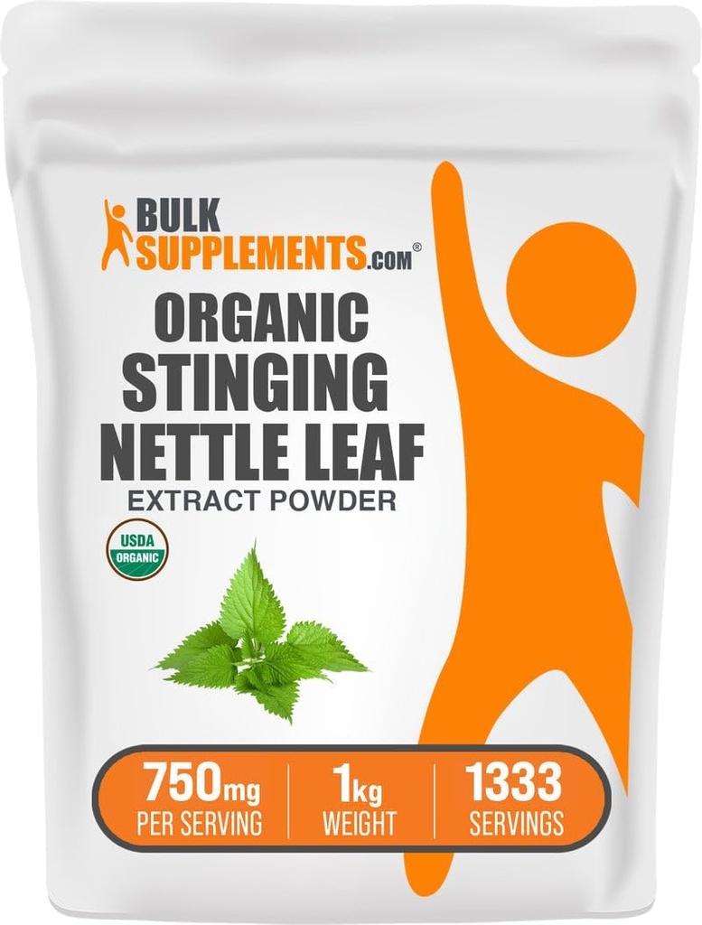BulkSuplements.com Organic Stinging Nettle Extract Powder - Nettle Leaf Extract, Herbal Suplement - Vegan & Gluten Bebas, 750mg per Serving, 1kg (2.2 lbs) (Paket 1)