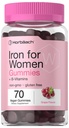 Horbach Iron Gummies for Women 124; 70 Count 124; Grape Flavor 124; Suplemen dengan B Vitamin Gagal dan Zinc 124; Vegan, Non-GMO & Gluten Bebas