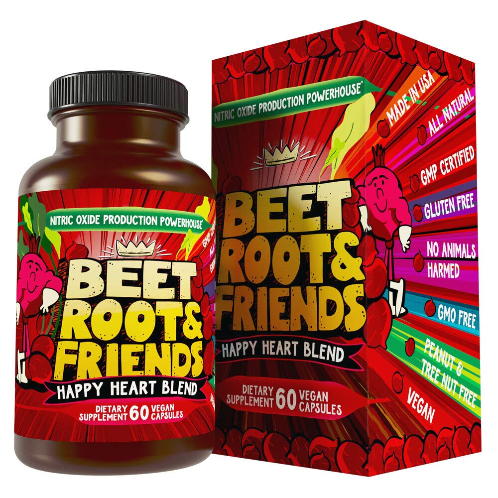 Beet Root Capsules - Sirkulasi, Energi Sehat Hati - w Ekstrak Benih Grape & Ginseng 60 Count Vegan
