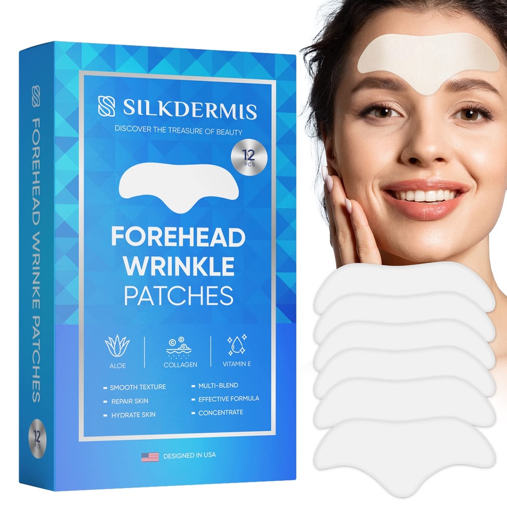 Forhead Wrinkle Patch 12Pcs dengan Aloe, Collagen, Vitamin E, Anti Wrinkle Patch, Forhead Wrinkles Treatment