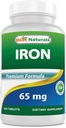 Tambahan Besi Terbaik - 65 mg - 240 Tablet - Non-GMO & Gluten Bebas