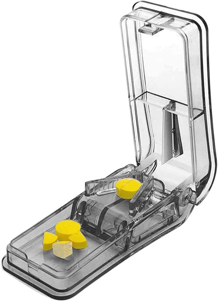 Pil KB untuk Pil Kecil atau Besar. Pill Splitter Terbaik yang pernah ada! Dua kali lipat sebagai kotak pil. Tidak cocok untuk Pil Kecil. Keychain Pill Holder Sebagai Bonus. (Gray)