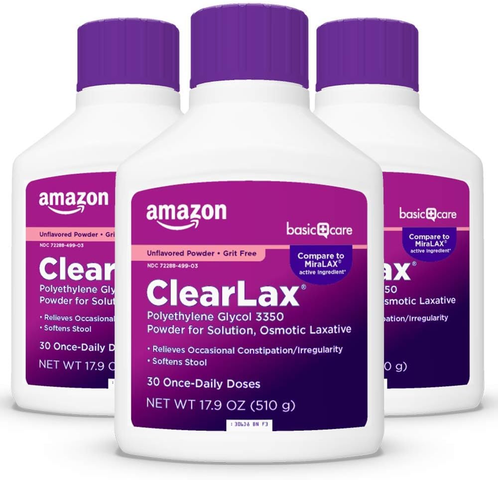 Care ClearLax, Polyethylene Glycol 3350 powder untuk Solution, Osmotic Laxative, Unfeatured, 1.11 pound (Pack of 3)