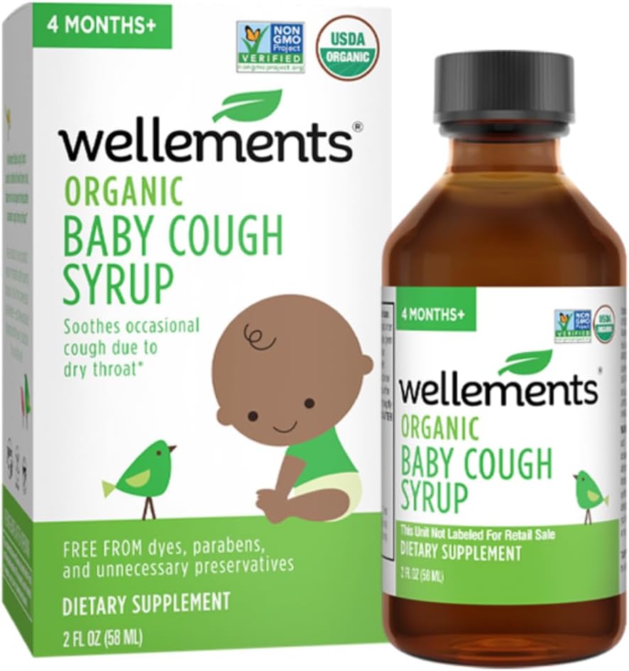 Wellients Organic Daytime Baby Cough Syrup 124; Soothes Occational Cough Because to Dry Throat *