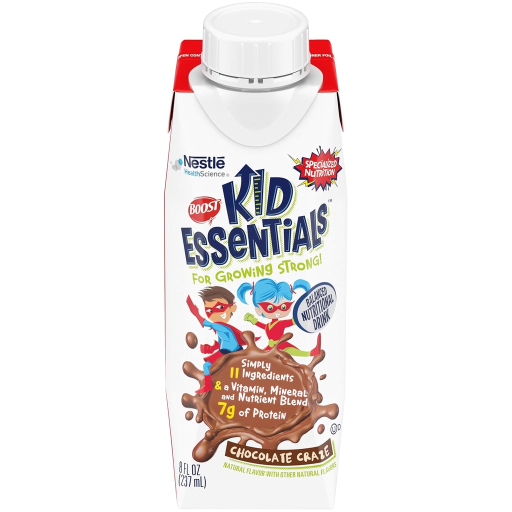 BOOST Kid Essentials Balanced Nutrisi Drink for Children, Chocolate Craze, 8 fl oz (Pack of 16)
