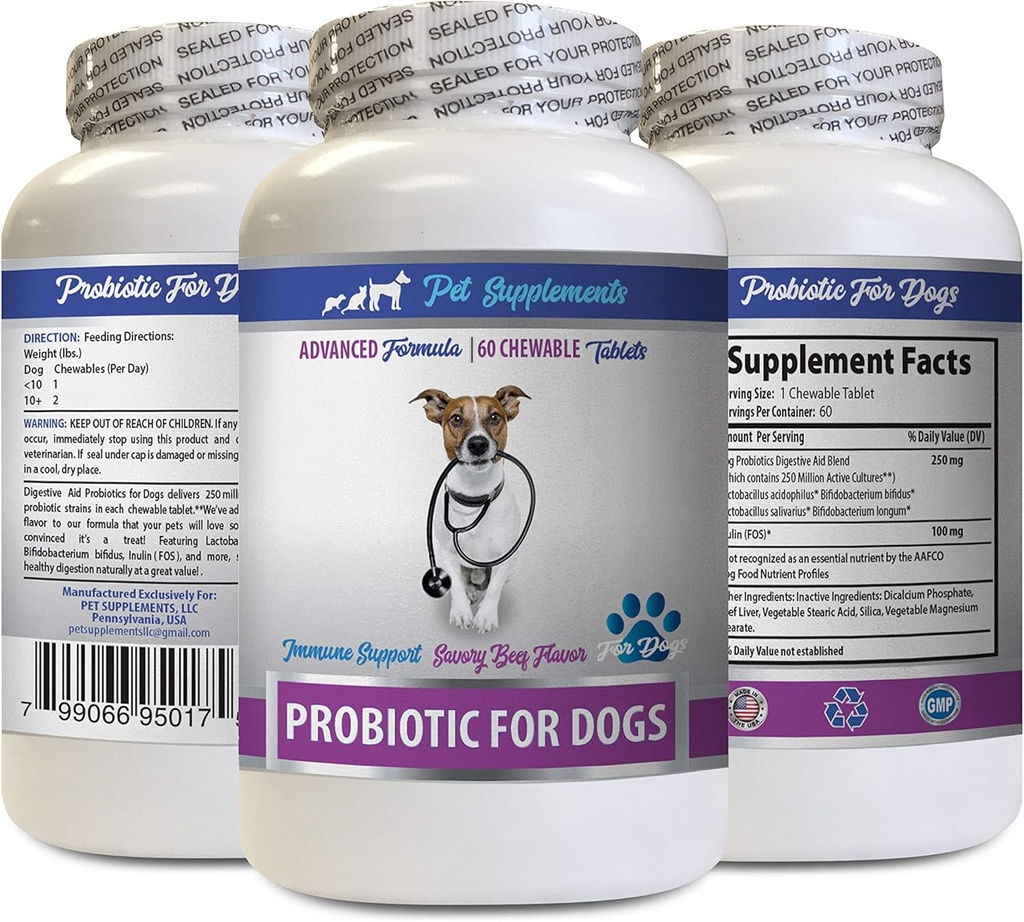 Bad Dog Remedy - PROBIOTICS for Dogs - Healthy Gut - Stop Gas Diare and Bad Breath - Digetical Boost - Dog progrees Bad Breath - 1 Bottle (60 Treats)