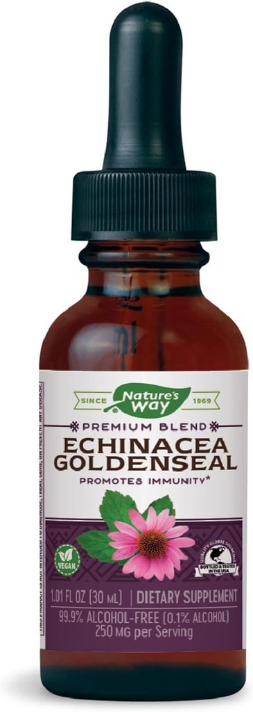 Alam Jalan Premium Formula Echinace- Goldenseal, 250 mg per melayani, 99,9% Alcohol- Bebas, 1.01 Oz.